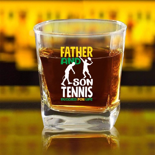 Father And Son Tennis Buddies For Life Square Whiskey Glasses