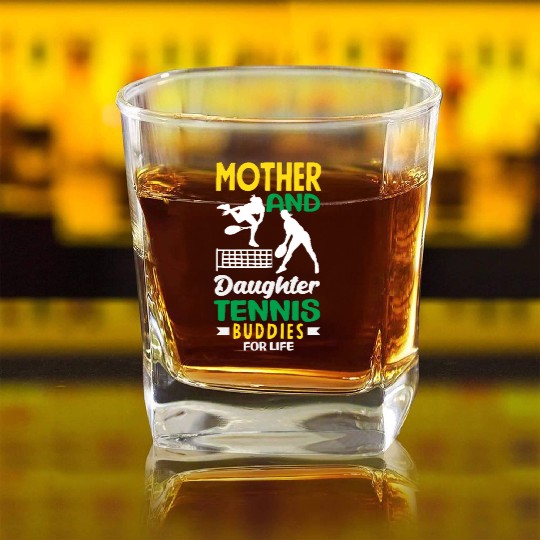 Mother And Daughter Tennis Buddies Square Whiskey Glasses