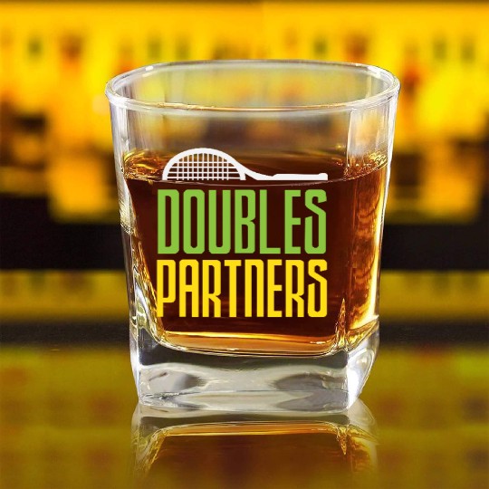 Tennis Doubles Partners Enthusiasts Unite Square Whiskey Glasses