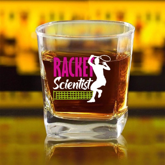 Racket Scientist Tennis Enthusiast Design Square Whiskey Glasses