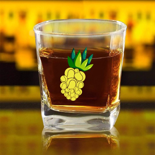 Pineapple Tennis Vibes for Summer Fun Square Whiskey Glasses