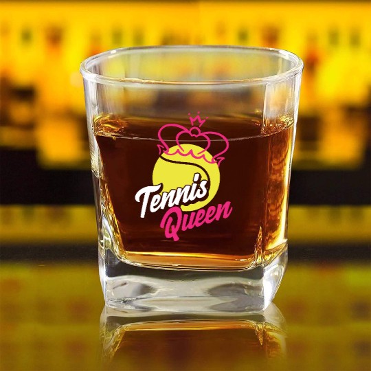 Tennis Queen Crowned Champion Style Square Whiskey Glasses