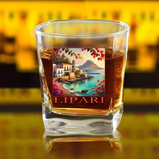 Lipari Volcano Mediterranean Terracotta Vacation Square Whiskey Glasses