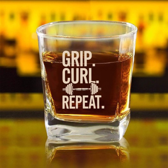 Hammer Curls Bodybuilding Fitness Workout Gym Square Whiskey Glasses