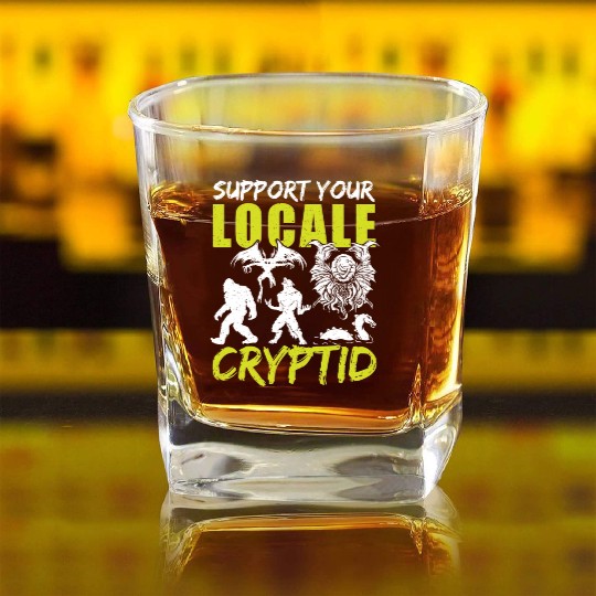 UFO Fantasy Cryptid Support Your Locale Cryptid Square Whiskey Glasses