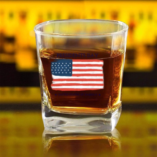 US flag.Presidents Day Square Whiskey Glasses