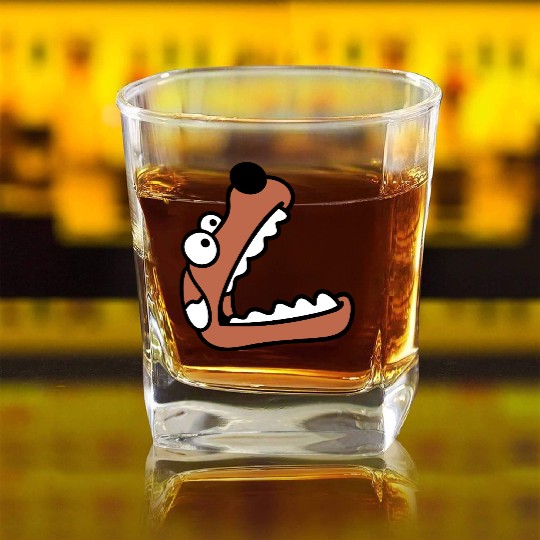 Dog Big Mouth Snout Hunger Looks Up Greedy Eating Square Whiskey Glasses