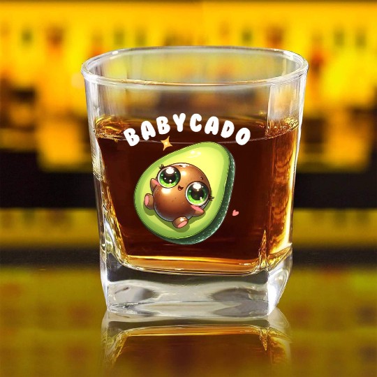 Baby Avocado cute Kawaii babyparty Gift Pregnancy Square Whiskey Glasses