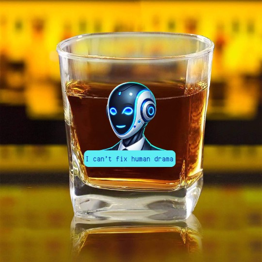 I Can't Fix Human Drama Funny AI Robot Design Square Whiskey Glasses