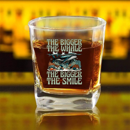Whale Watching The Bigger The Whale Sea Creatures Square Whiskey Glasses