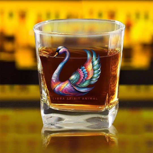 Libra Spirit Animal Swan Alebrije Square Whiskey Glasses