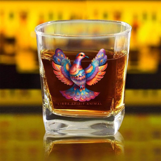Libra Spirit Animal Dove Alebrije Female Square Whiskey Glasses