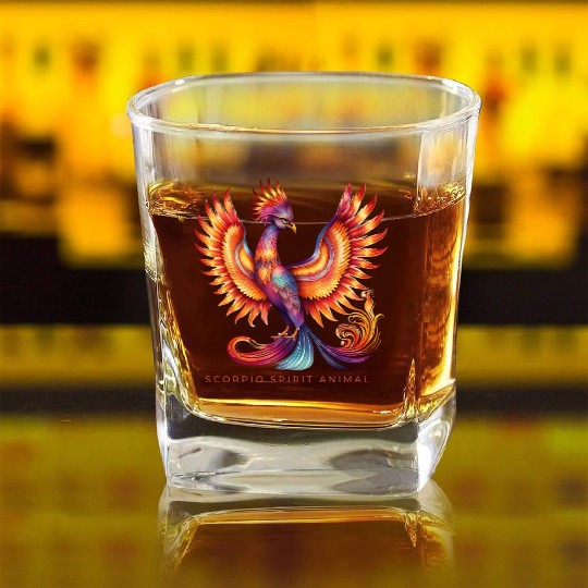 Scorpio Spirit Animal Phenix Alebrije Female Square Whiskey Glasses