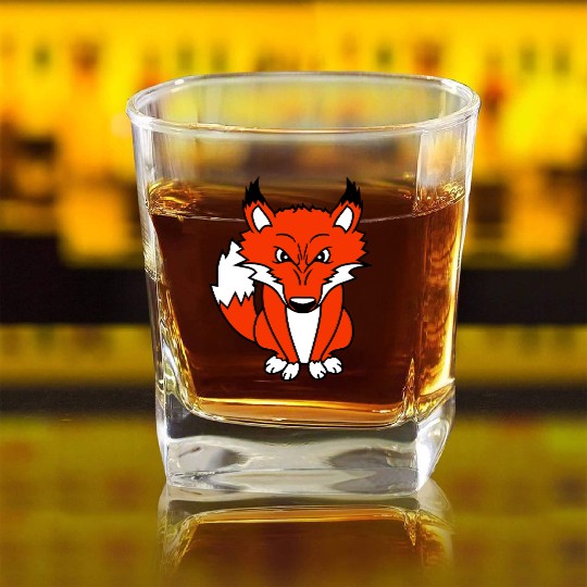 Fox Evil Eye Dangerous Red Fox Wild Animal Angry Square Whiskey Glasses