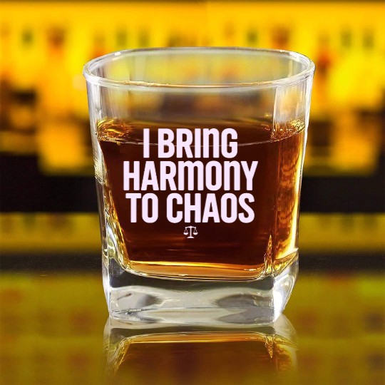Libra Zodiac I Bring Harmony To Chaos Square Whiskey Glasses