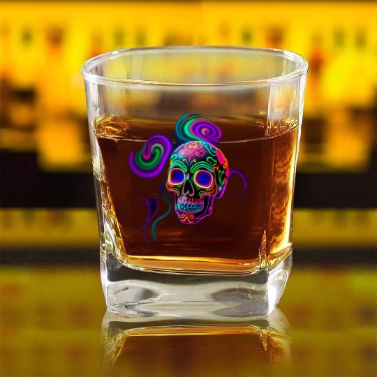 ELECTRIC SUGAR SKULL Square Whiskey Glasses