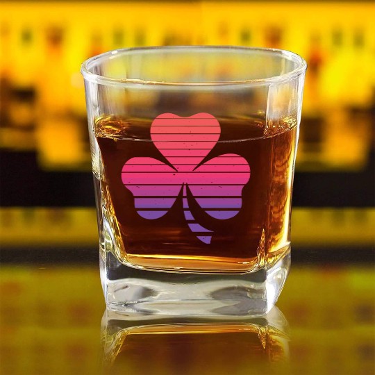 Vintage Sunset Shamrock St. Patrick's Day Square Whiskey Glasses