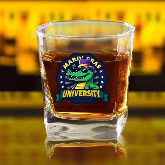 Mardi Gras University Alligator Men's Mardi Grasma Square Whiskey Glasses