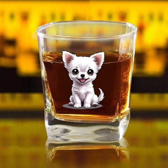 Baby Chihuahua (Puchi) Square Whiskey Glasses