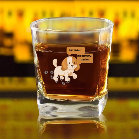 my girlfriend said no Square Whiskey Glasses