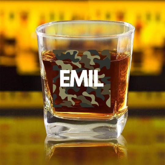 Emil Name Square Whiskey Glasses Men Good Quality Camouflage
