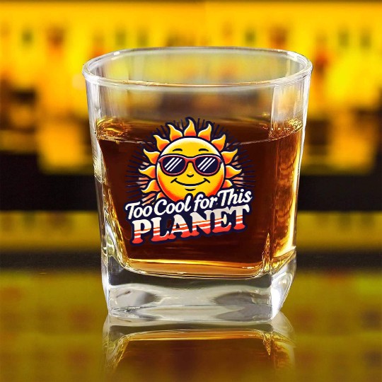 Too Cool for This Planet – Retro Sun Square Whiskey Glasses