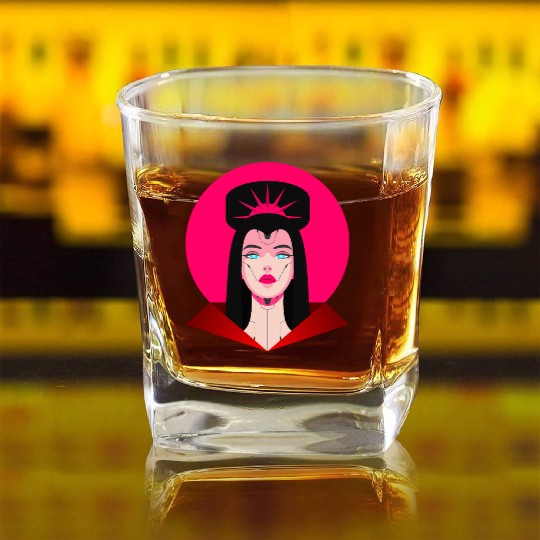 Cyberpunk Princess – Futuristic Sci-Fi Royalty Square Whiskey Glasses