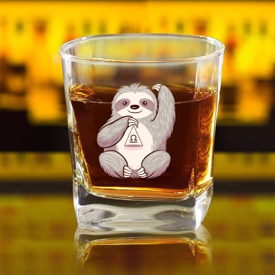 Libra Zodiac Sloth Balancing Symbol Charm Square Whiskey Glasses