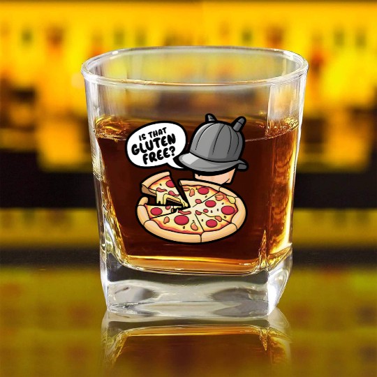 Is That Gluten Free? Gluten Intolerance Pizza Square Whiskey Glasses