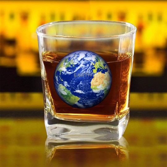 Planet Earth – Realistic Globe Environmental Art Square Whiskey Glasses