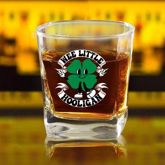 Wee Little Hooligan Cute St. Patrick's Day Irish Square Whiskey Glasses