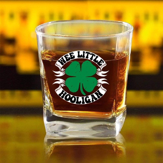 Wee Little Hooligan Cute St. Patrick's Day Irish S Square Whiskey Glasses