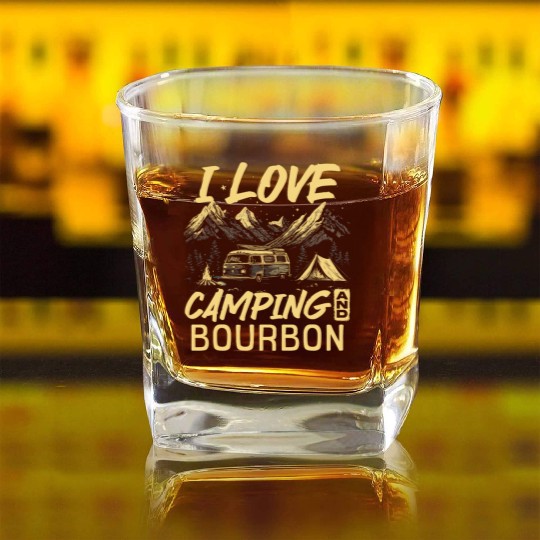 I Love Camping And Bourbon Square Whiskey Glasses