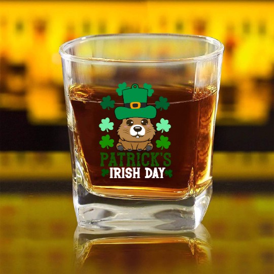 Patrick's day , irish day , capybara Square Whiskey Glasses