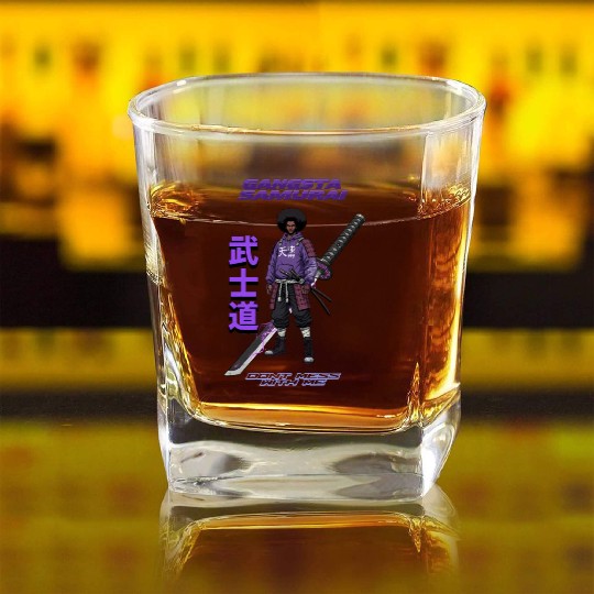 Gangsta Samurai - Afro Street Fighter Anime Manga Square Whiskey Glasses