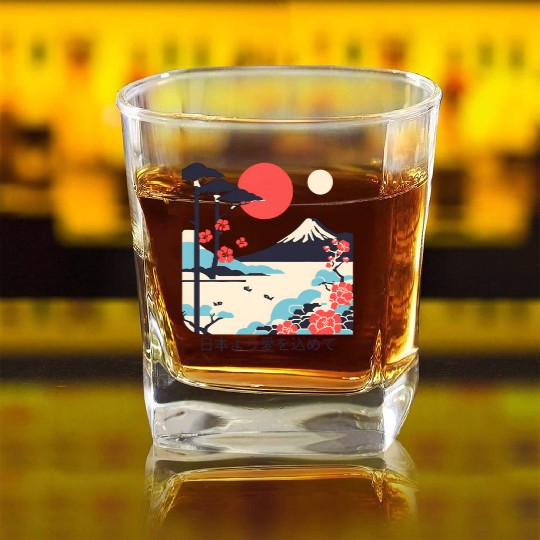 Japan Inspired Unisex Square Whiskey Glasses, From Japan with love