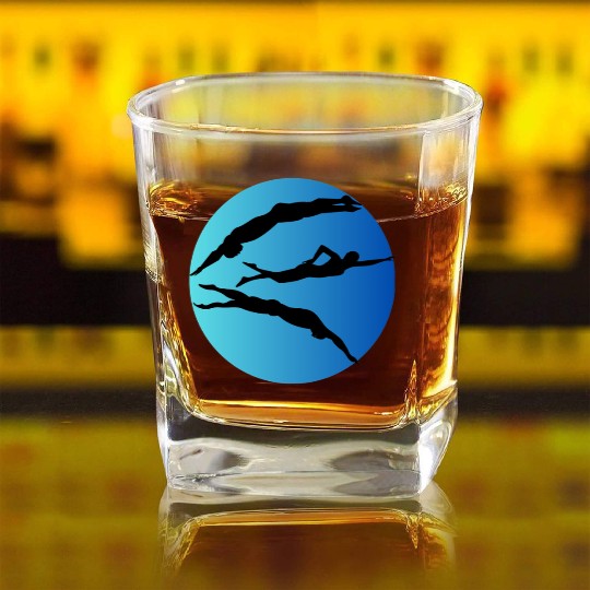 Swimmers Swim Meet Square Whiskey Glasses