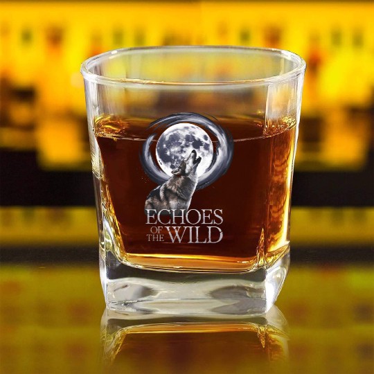 Echoes Of The Wild Howling Wolf Moon Art Square Whiskey Glasses