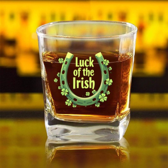 Luck of the Irish Horseshoe Design Square Whiskey Glasses