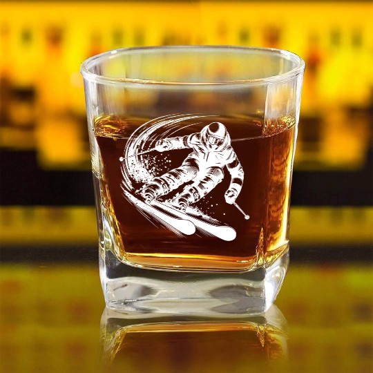 Skiing Speed And Precision In The Snow Square Whiskey Glasses