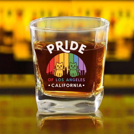Pride of Los Angeles City California USA Rainbow F Square Whiskey Glasses