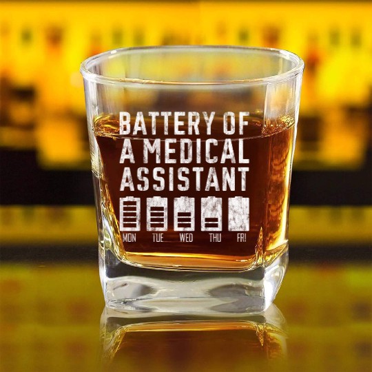 Battery Of A Medical Assistant 2 Square Whiskey Glasses