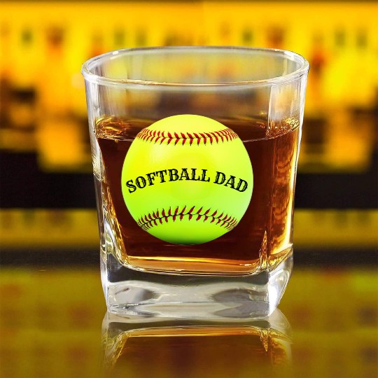 Softball Dad Square Whiskey Glasses