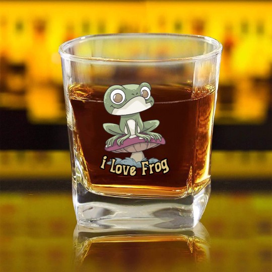 i love frog Square Whiskey Glasses