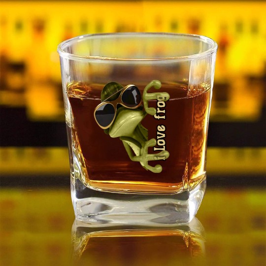 i love frog funny frog design Square Whiskey Glasses