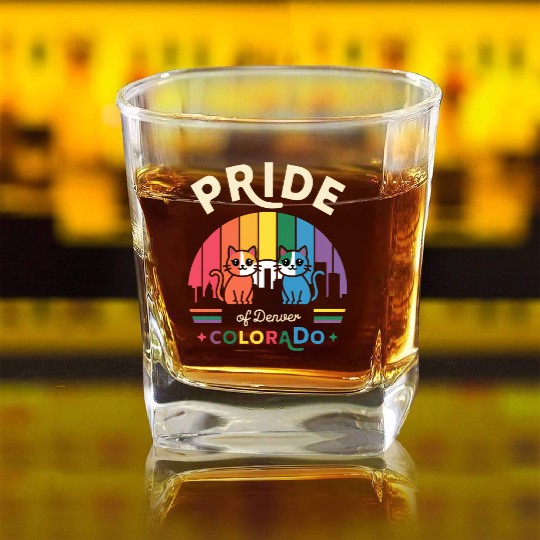 Pride of Dallas City Texas USA Rainbow Flag Square Whiskey Glasses