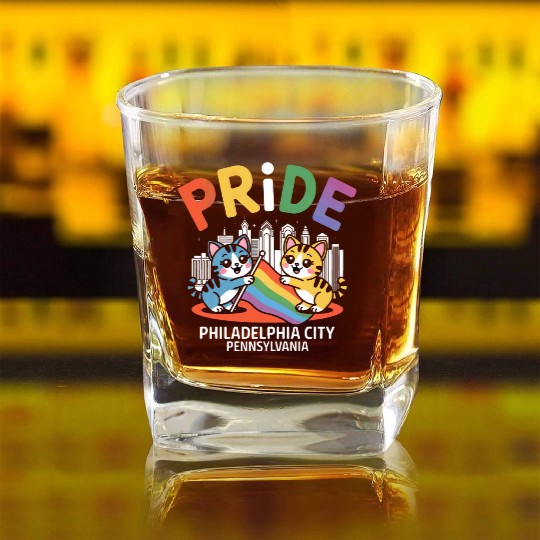 Pride Month Philadelphia City Pennsylvania USA Rai Square Whiskey Glasses
