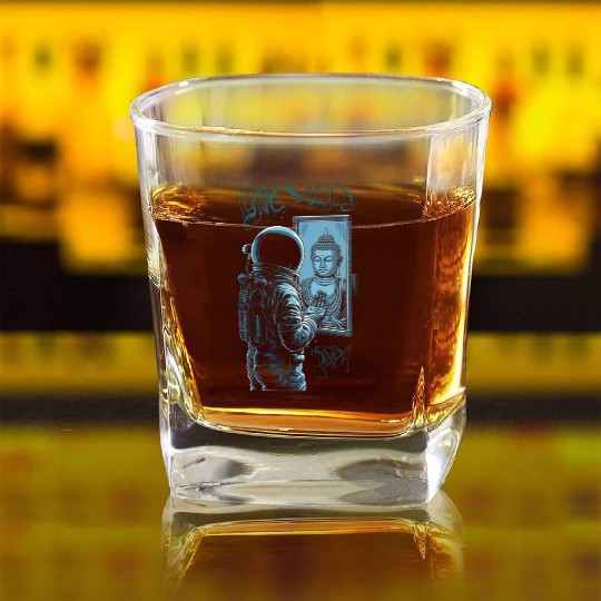 Astronaut Buddha Square Whiskey Glasses, Graffiti Street