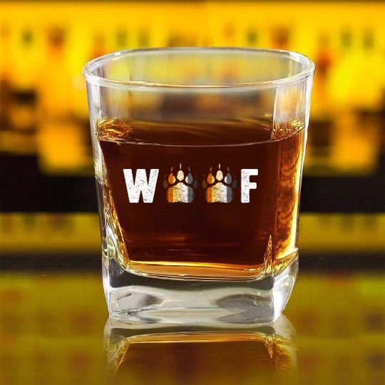 Woof Bear Pride Paw Prints Gay Men LGBT Bear Flag Square Whiskey Glasses