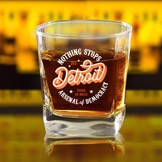 The Pride of Motor City Square Whiskey Glasses - Hometown Detroit